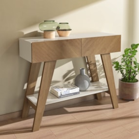 Aparador 2 Gavetas 100cm Malibu Cinamomo/Off White Artely 