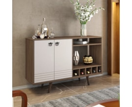 Aparador Buffet com Adega NT1130 Nogal e Off white Amoudi Móveis Aparador Buffet com Adega NT1130 Nogal e Off white Amoudi Móveis