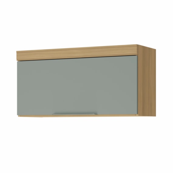 Armário 1 Porta Basculante 80cm 100% MDF Marquesa Nature/Verde Nesher
