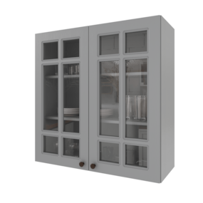 Armário Aéreo 0,80 cm 2 Portas Vidro Incolor 100% MDF Titânico Fosco Amoudi