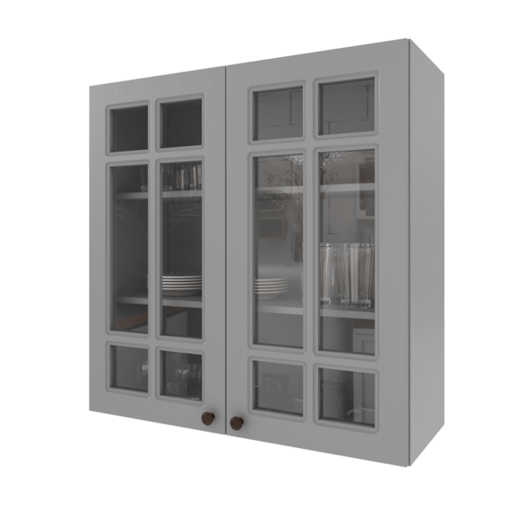 Armário Aéreo 0,80 cm 2 Portas Vidro Incolor 100% MDF Titânico Fosco Amoudi