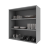 Armário Aéreo 0,80 cm 2 Portas Vidro Incolor 100% MDF Titânico Fosco Amoudi