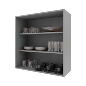 Armário Aéreo 0,80 cm 2 Portas Vidro Incolor 100% MDF Titânico Fosco Amoudi