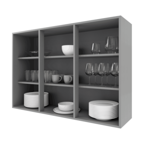 Armário Aéreo 1,20cm 3 portas 100% MDF Titânio Fosco Amoudi 