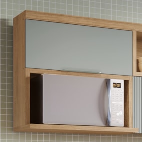 Armário Aéreo 1 Porta 100% MDF Marquesa Nature/Verde Nesher 