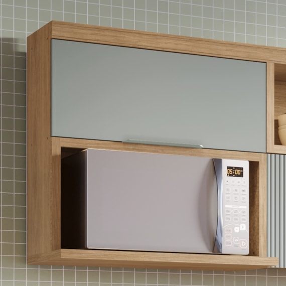 Armário Aéreo 1 Porta 100% MDF Marquesa Nature/Verde Nesher 