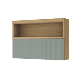 Armário Aéreo 1 Porta Basculante Marquesa 120cm 100% MDF Nature/Verde Nesher