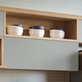 Armário Aéreo 1 Porta Basculante Marquesa 120cm 100% MDF Nature/Verde Nesher