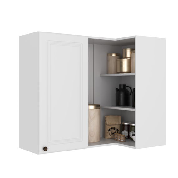 Armário Aéreo De Canto Cozinha 1 Porta Firenze Branco Indekes