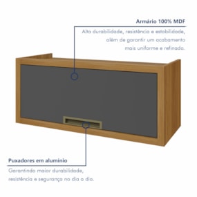 Armário Aéreo Para Geladeira 1P Basculante Freijó/Grafite Imperatriz Nesher