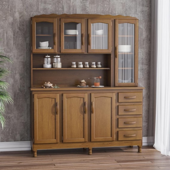 Armário Cozinha Genebra 7 Portas 4 Gavetas Em Madeira Maciça