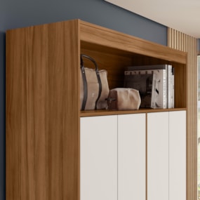 Armário Multiuso Duplo NT4040 8 portas Freijó/Off White Notável Móveis