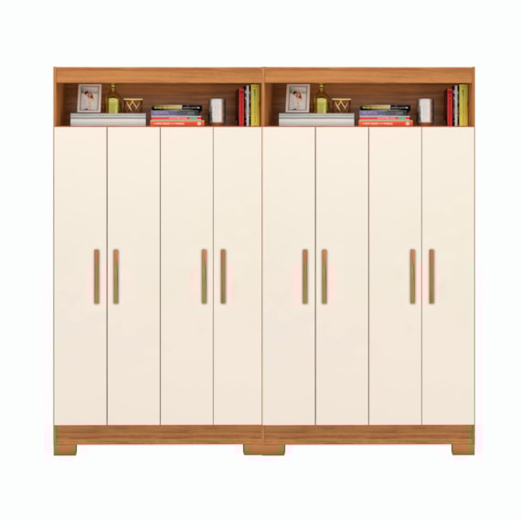 Armário Multiuso Duplo NT4040 8 portas Freijó/Off White Notável Móveis