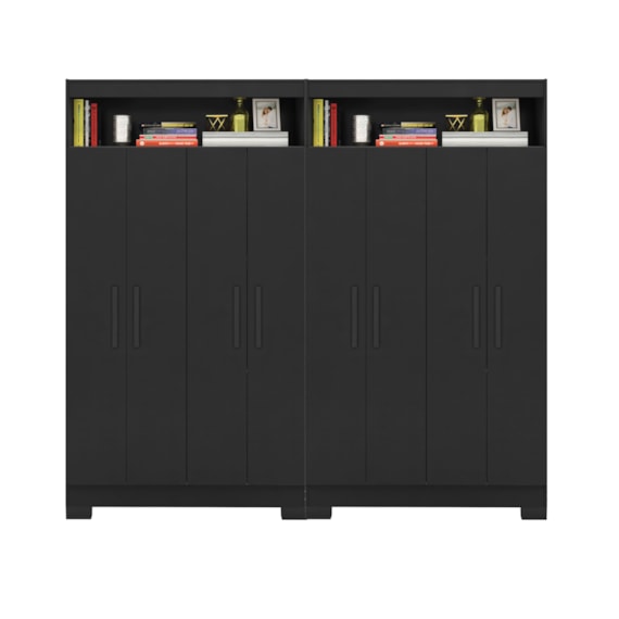Armário Multiuso Duplo NT4040 8 portas Preto Tx Notável Móveis
