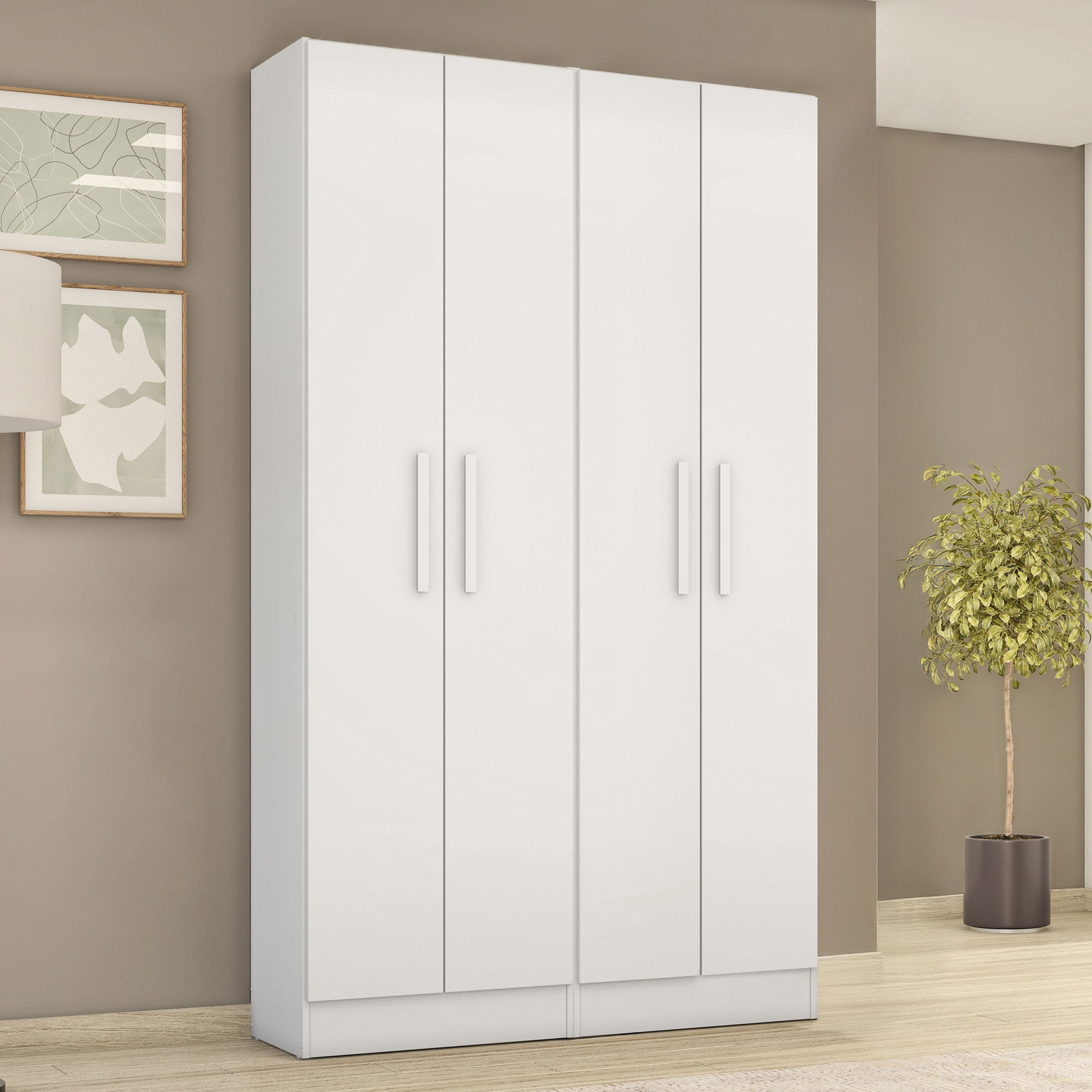 Armário Multiuso Duplo NT4040 8 portas Branco/Rosa Notável Móveis