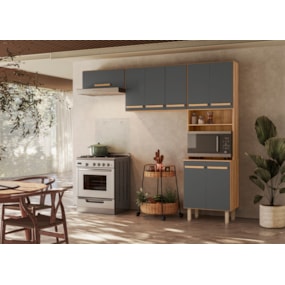 Armário para Cozinha 222 cm Lemon Freijó/Chumbo Nicioli 