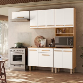 Armário para Cozinha 222 cm Lemon Freijó/Off White Nicioli 