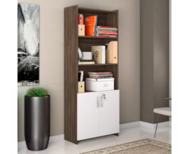 Armário para Escritório Office Nogal com Branco Notável Móveis Armário para Escritório Office Nogal com Branco Notável Móveis