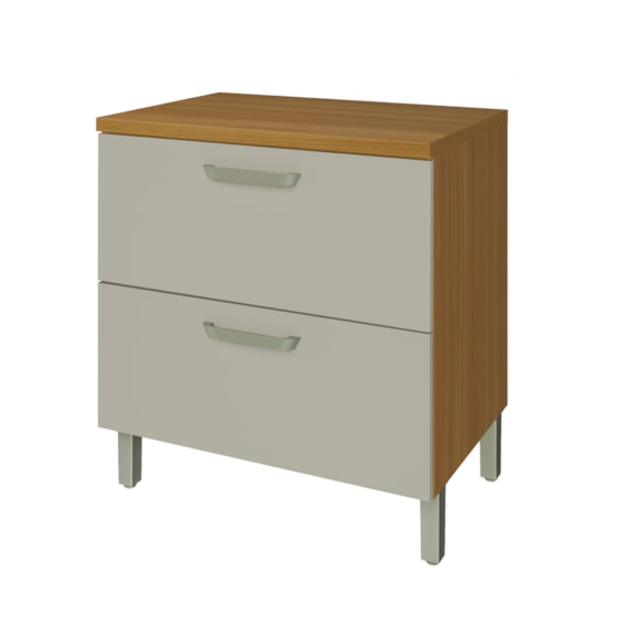 Balcão 1 Porta 1 Gaveta 80cm em MDF Princesa Freijó/Off White Nesher