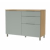 Balcão 1 Porta 3 Gavetas 120cm 100% MDF Marquesa Nature/Verde Nesher