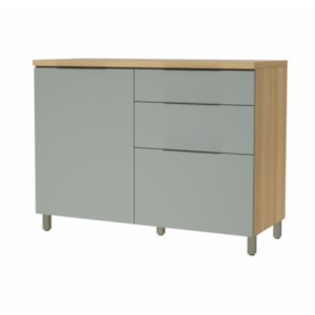 Balcão 1 Porta 3 Gavetas 120cm 100% MDF Marquesa Nature/Verde Nesher
