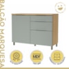 Balcão 1 Porta 3 Gavetas 120cm 100% MDF Marquesa Nature/Verde Nesher