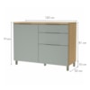 Balcão 1 Porta 3 Gavetas 120cm 100% MDF Marquesa Nature/Verde Nesher