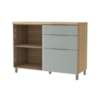 Balcão 1 Porta 3 Gavetas 120cm 100% MDF Marquesa Nature/Verde Nesher