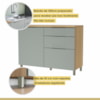 Balcão 1 Porta 3 Gavetas 120cm 100% MDF Marquesa Nature/Verde Nesher
