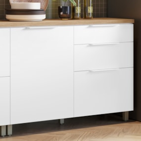 Balcão 1 Porta 3 Gavetas 120cm Marquesa Branco/Nature Nesher