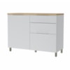 Balcão 1 Porta 3 Gavetas 120cm Marquesa Branco/Nature Nesher