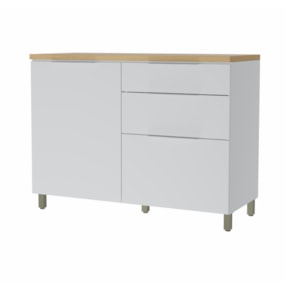 Balcão 1 Porta 3 Gavetas 120cm Marquesa Branco/Nature Nesher