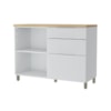 Balcão 1 Porta 3 Gavetas 120cm Marquesa Branco/Nature Nesher