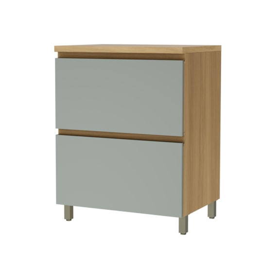 Balcão 1 Porta Basculante 1 Gaveta 70cm 100% MDF Rainha Nature/Verde Nesher