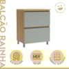 Balcão 1 Porta Basculante 1 Gaveta 70cm 100% MDF Rainha Nature/Verde Nesher