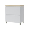 Balcão 1 Porta Basculante 1 Gaveta 80cm 100% MDF Rainha Branco/Nature Nesher