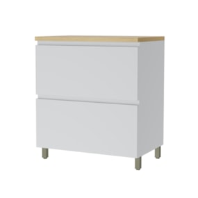 Balcão 1 Porta Basculante 1 Gaveta 80cm 100% MDF Rainha Branco/Nature Nesher 