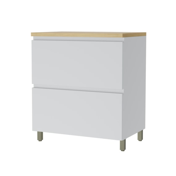 Balcão 1 Porta Basculante 1 Gaveta 80cm 100% MDF Rainha Branco/Nature Nesher