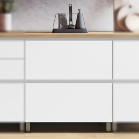 Balcão 1 Porta Basculante 1 Gaveta 80cm 100% MDF Rainha Branco/Nature Nesher 