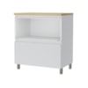 Balcão 1 Porta Basculante 1 Gaveta 80cm 100% MDF Rainha Branco/Nature Nesher