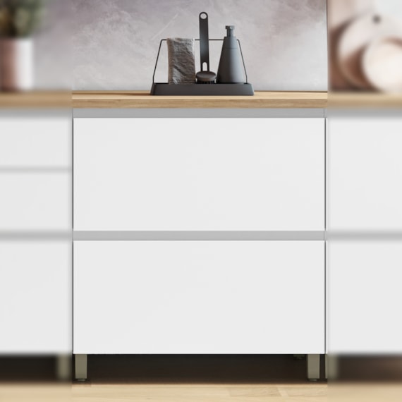 Balcão 1 Porta Basculante 1 Gaveta 80cm 100% MDF Rainha Branco/Nature Nesher 