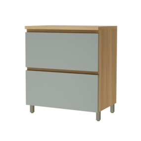 Balcão 1 Porta Basculante 1 Gaveta 80cm 100% MDF Rainha Nature/Verde Nesher 