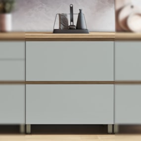 Balcão 1 Porta Basculante 1 Gaveta 80cm 100% MDF Rainha Nature/Verde Nesher 