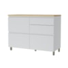 Balcão 1 Porta Basculante 4 Gavetas 120cm 100% MDF Rainha Branco/Nature Nesher