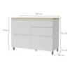 Balcão 1 Porta Basculante 4 Gavetas 120cm 100% MDF Rainha Branco/Nature Nesher