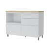 Balcão 1 Porta Basculante 4 Gavetas 120cm 100% MDF Rainha Branco/Nature Nesher