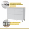 Balcão 1 Porta Basculante 4 Gavetas 120cm 100% MDF Rainha Branco/Nature Nesher