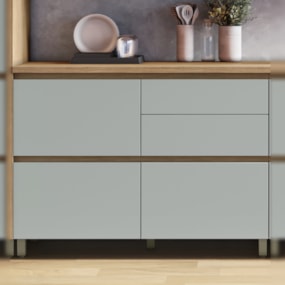 Balcão 1 Porta Basculante 4 Gavetas 120cm 100% MDF Rainha Nature/Verde Nesher