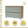 Balcão 1 Porta Basculante 4 Gavetas 120cm 100% MDF Rainha Nature/Verde Nesher