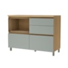 Balcão 1 Porta Basculante 4 Gavetas 120cm 100% MDF Rainha Nature/Verde Nesher